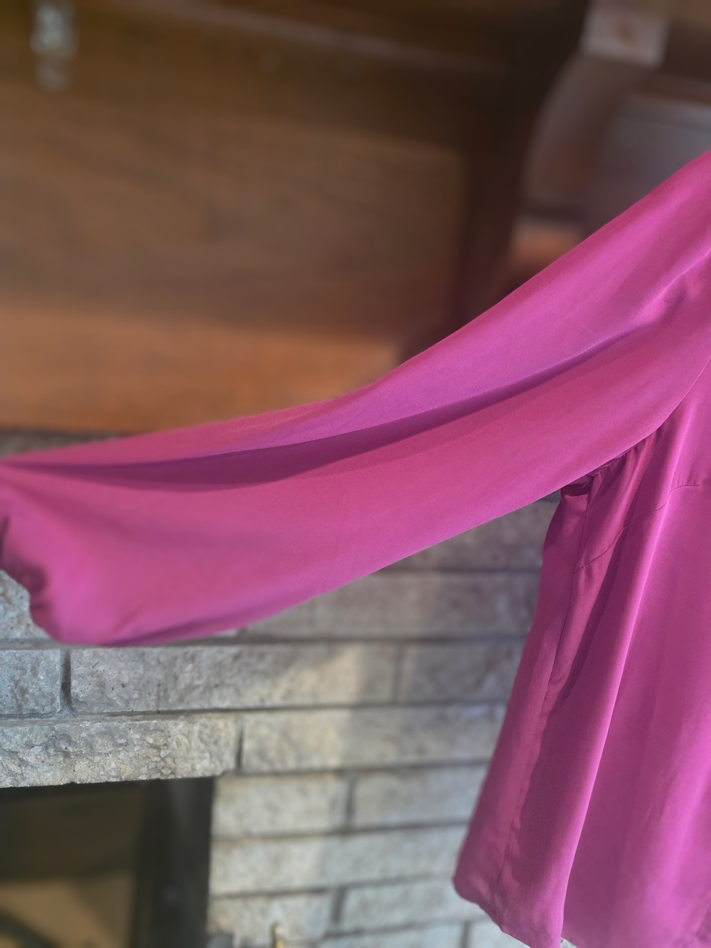 Nanette Lepore Bright Fuchsia Silk-Blend Button Placket Blouse - Picture 4 of 6